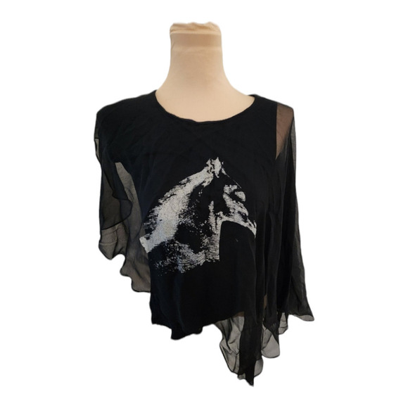 Haute Hippie Tops - Haute Hippie Horse Print Asymmetrical Top size small